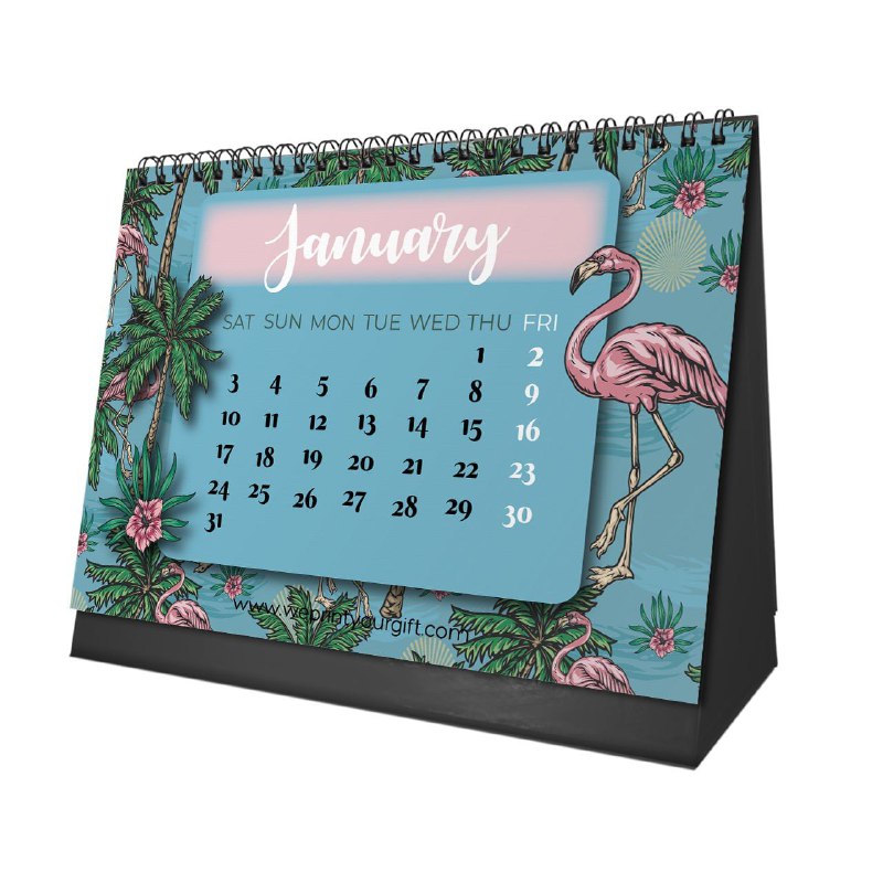 Flamingo Desk Calendar 2026