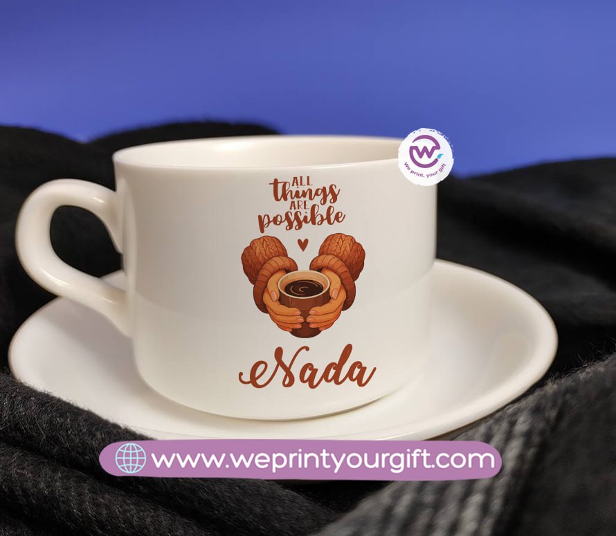 Personalized Coffee Cup with Saucer – One Art Design Collection