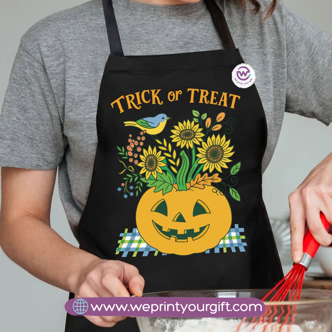 Halloween Cooking Apron – Spooky Heavy Cotton Apron with Pocket & Adjustable Tie