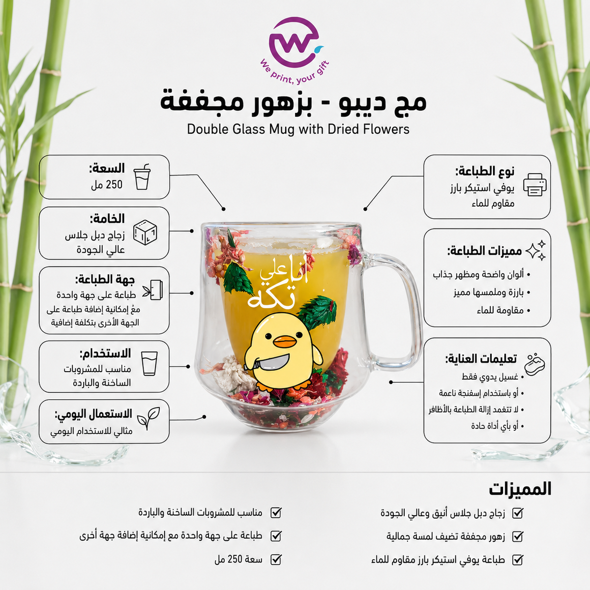 Floral double wall mug- Deep - Customization Option