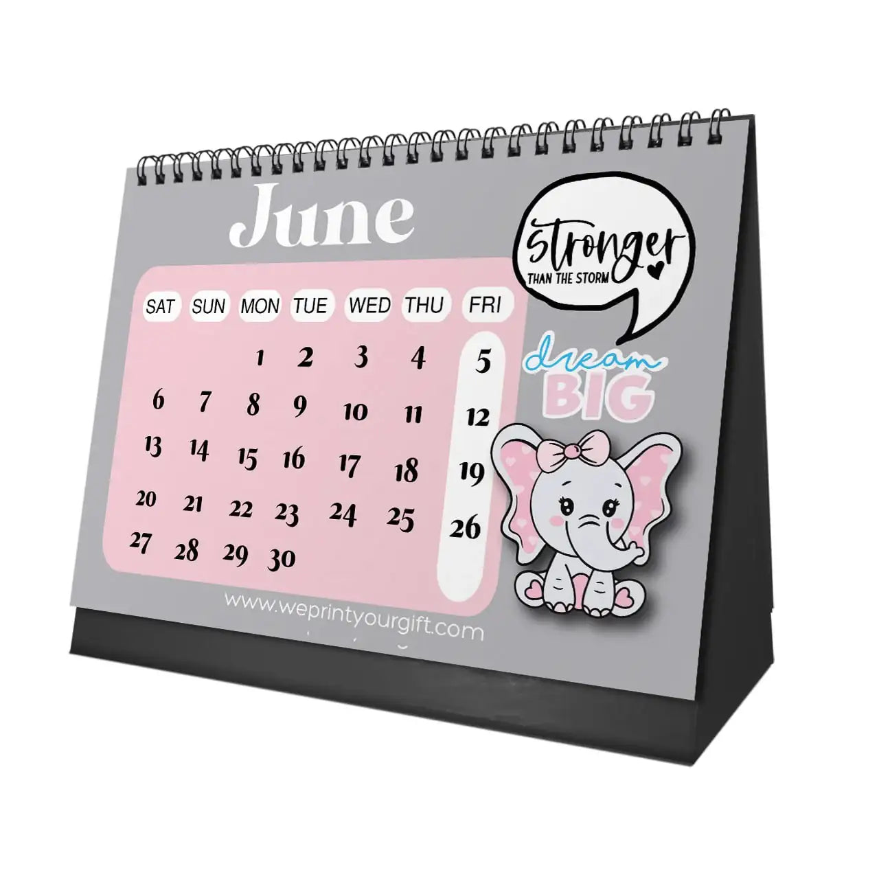 Cute Elephant Desk Calendar 2026 - WE PRINT