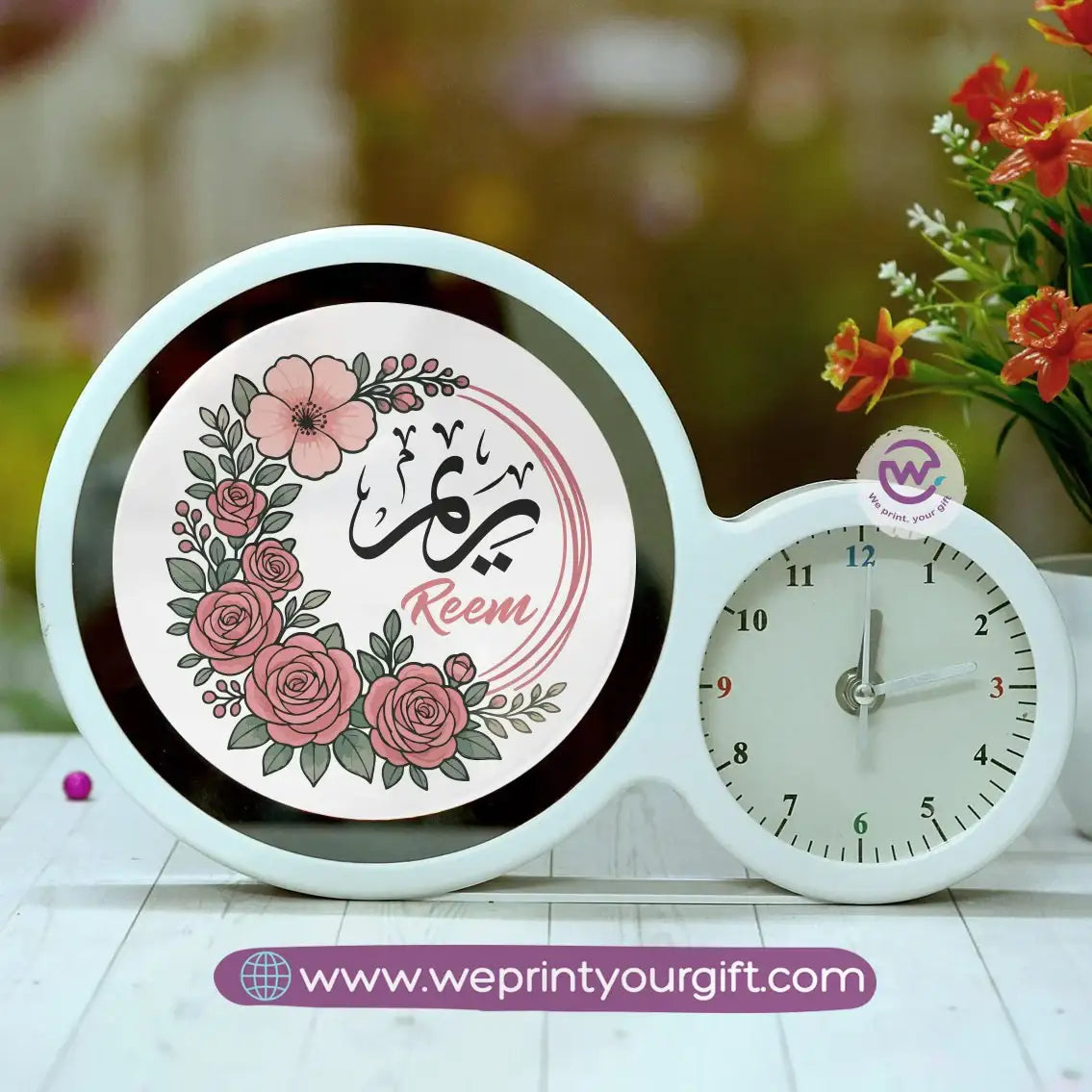 Round Magic Mirror with Clock – Custom Name Collection - WE PRINT