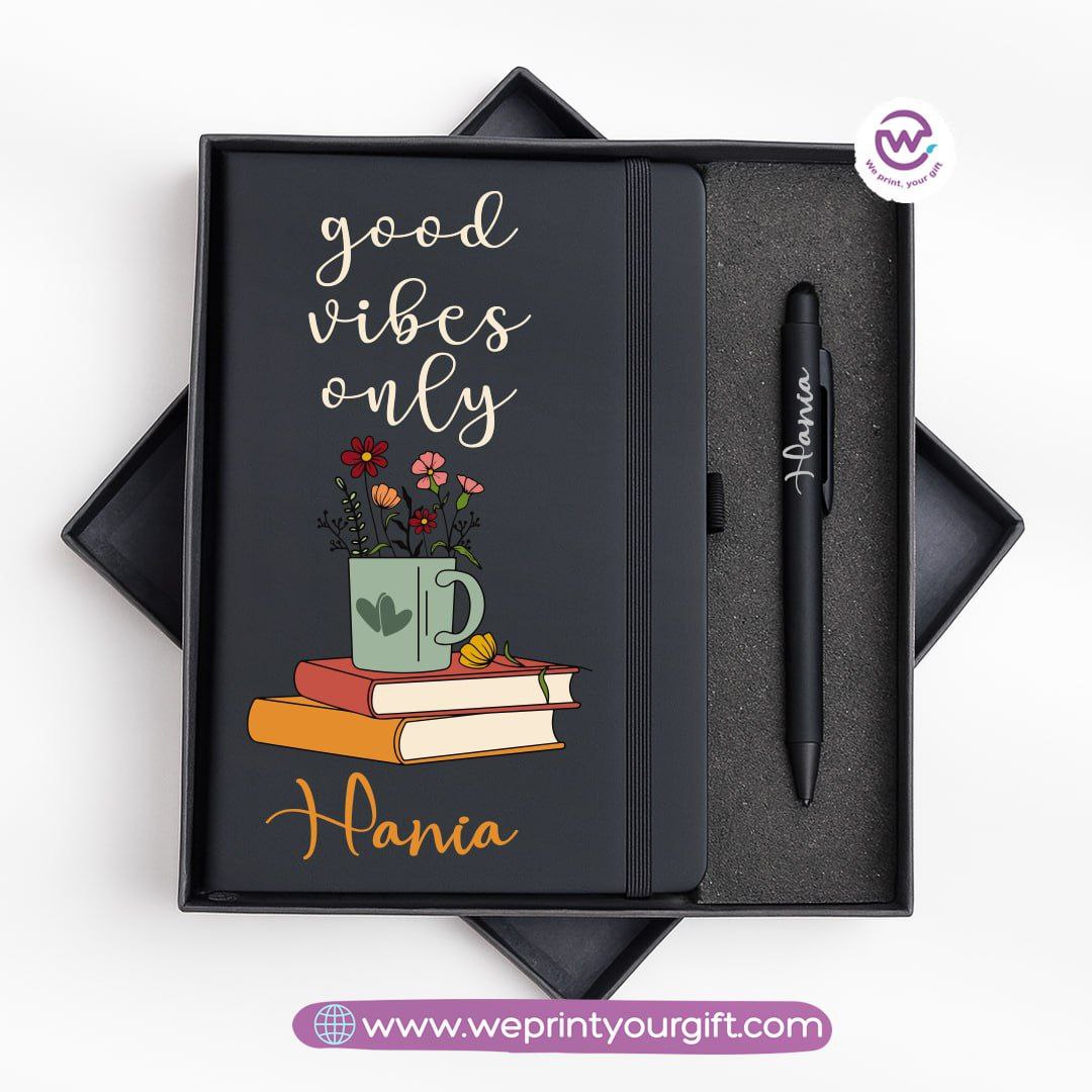 Retro Motivational Personalized Notebook & Metal Pen Gift Box