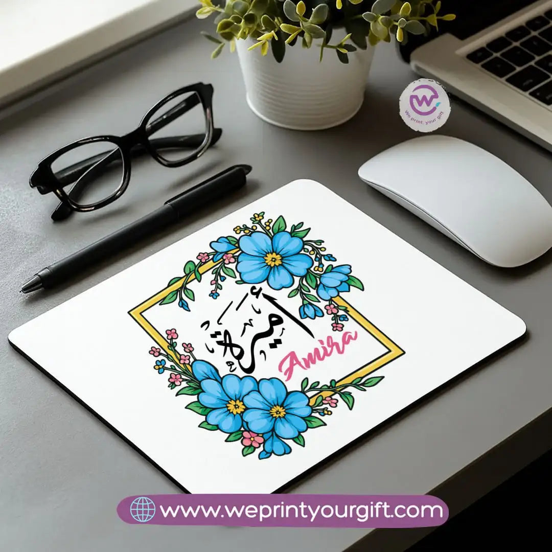 Personalized Mouse Pad with Name – Floral Design - WE PRINT