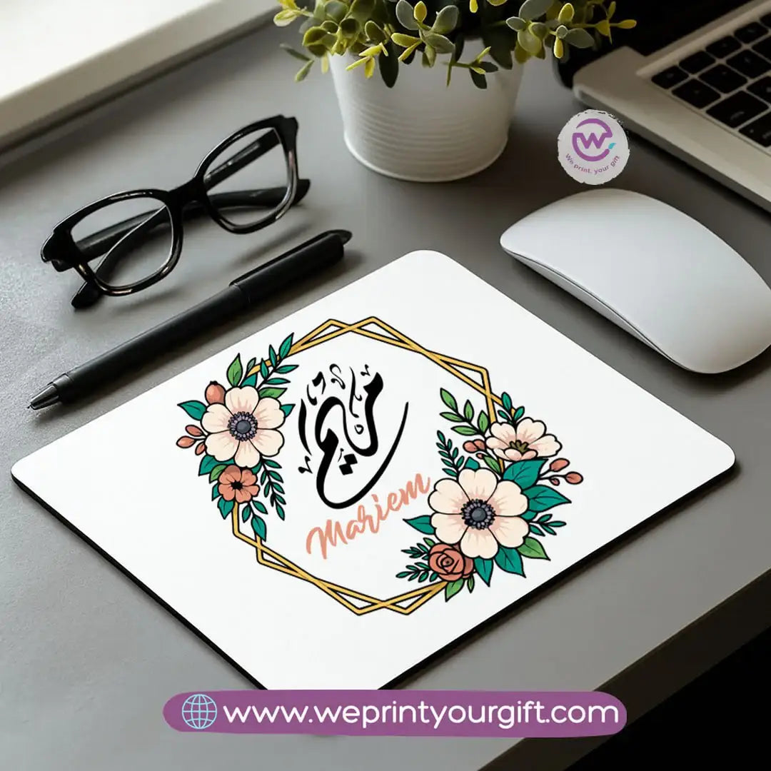 Personalized Mouse Pad with Name – Floral Design - WE PRINT