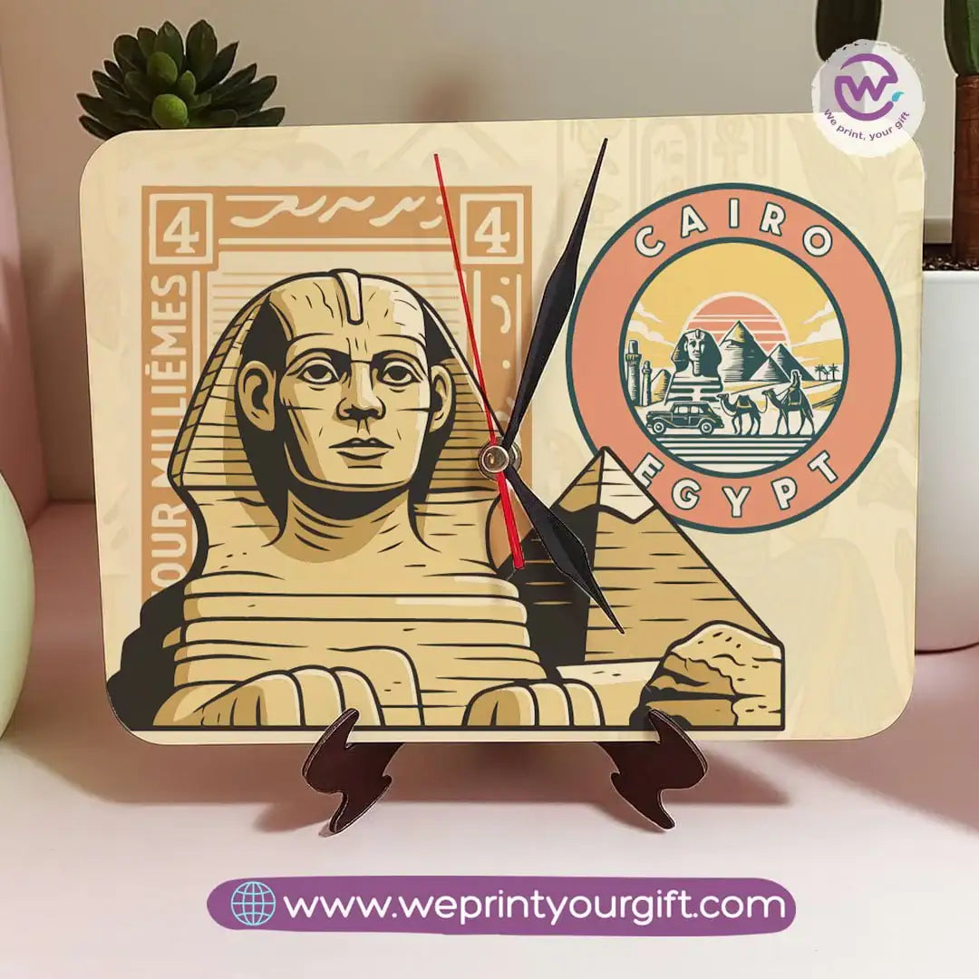 Pharaonic Wooden Table Clock – Egyptian Heritage Edition - WE PRINT