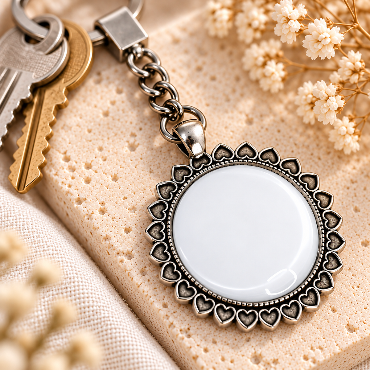 Glass Dome Metal Keychain | 4 Unique Shapes - Customization Options