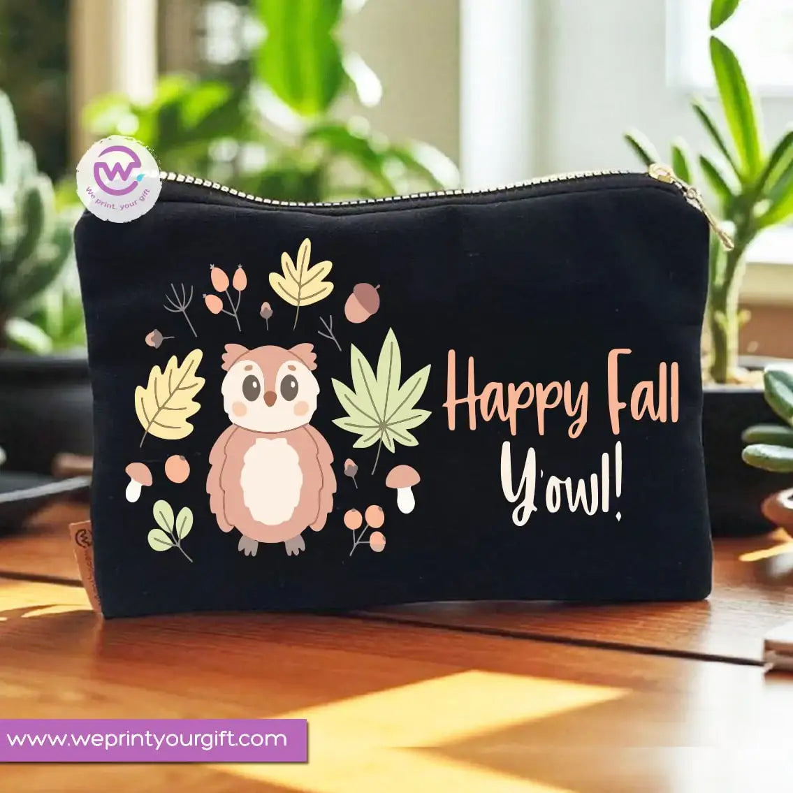 Autumn Theme Makeup Bag & Pencil Case – Cozy Cotton Pouch with Fall Designs - WE PRINT