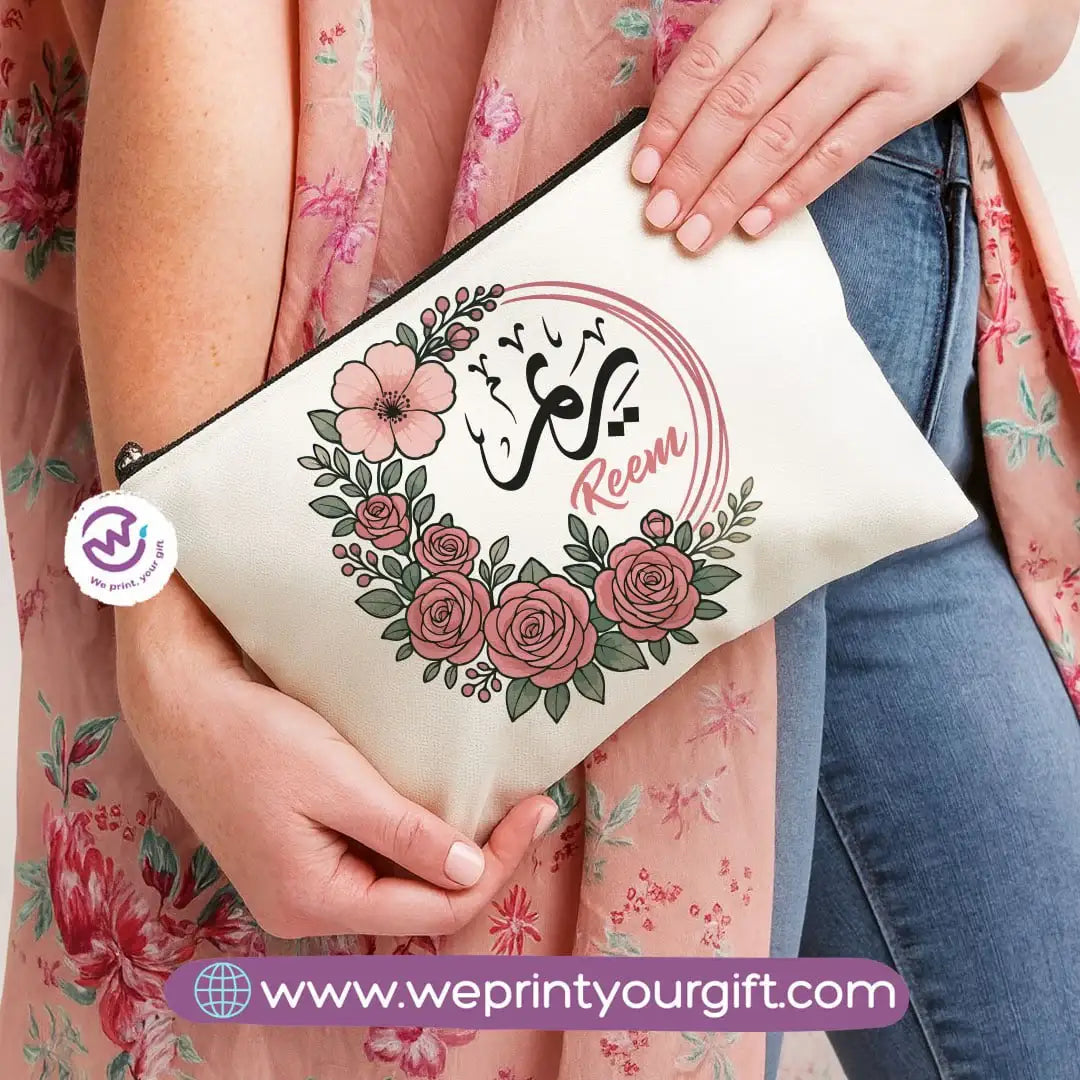 Arabic Name Makeup Bag & Pencil Case – Personalized Cotton Pouch - WE PRINT