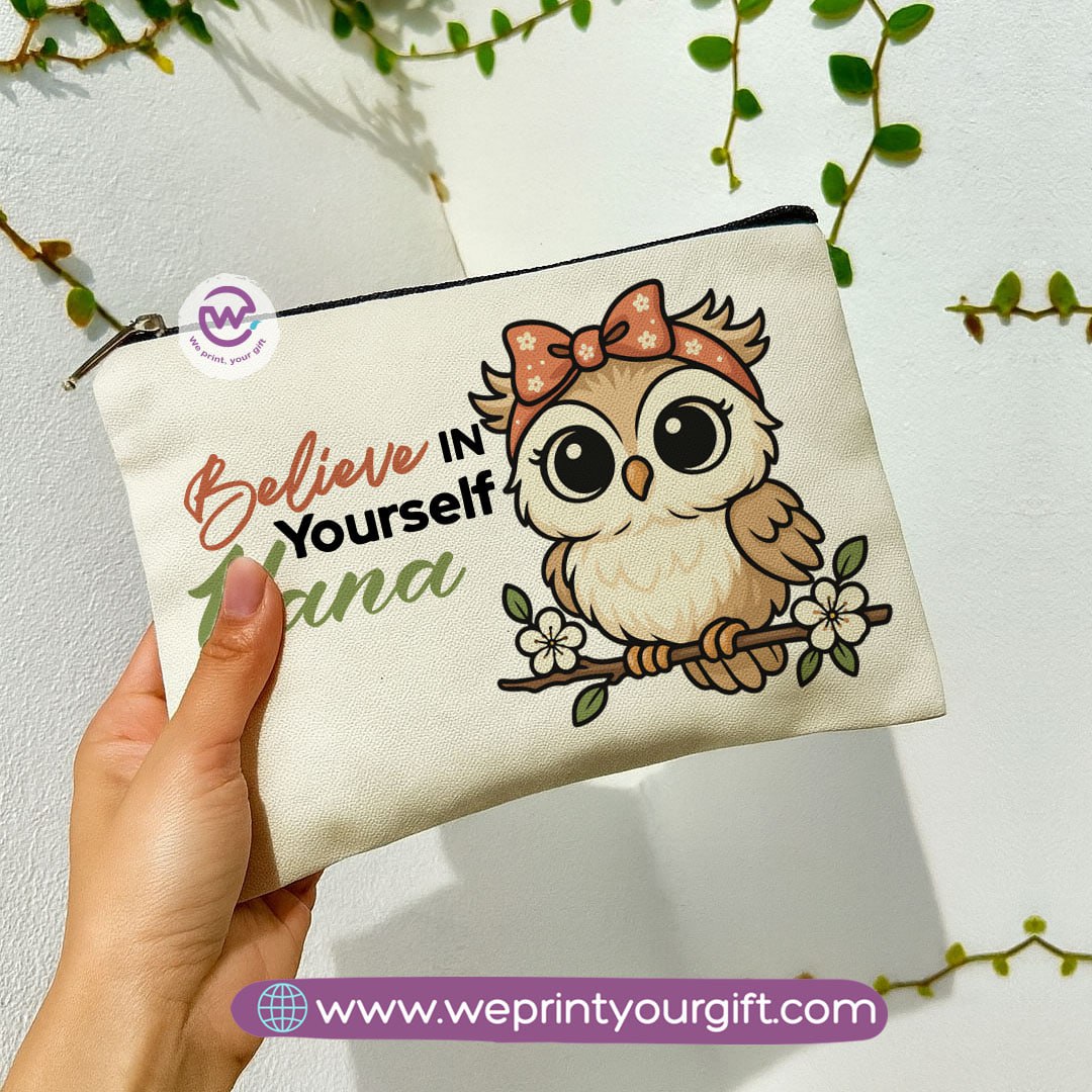 Cute Owl Makeup Bag & Pencil Case – Premium Cotton Pouch with Adorable Designs