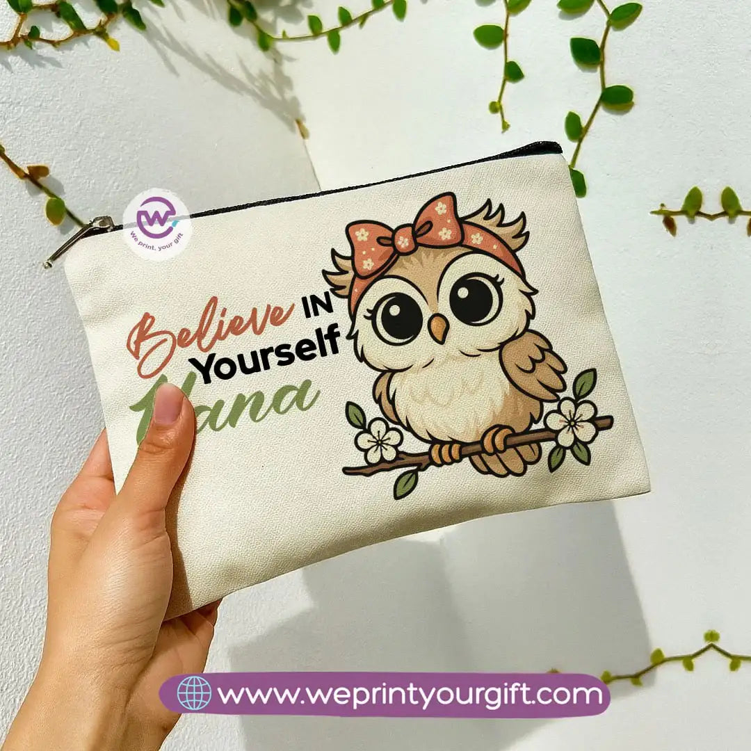 Cute Owl Makeup Bag & Pencil Case – Premium Cotton Pouch with Adorable Designs - WE PRINT