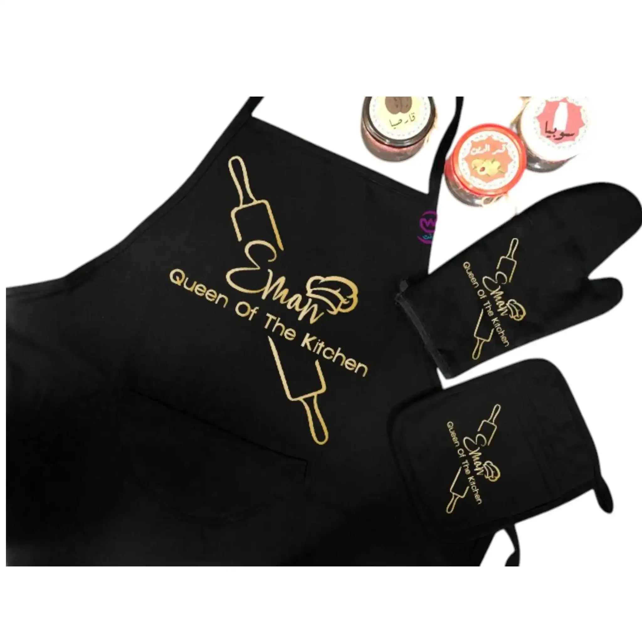 Personalized Kitchen Apron Set -3 Pieces -A - WE PRINT