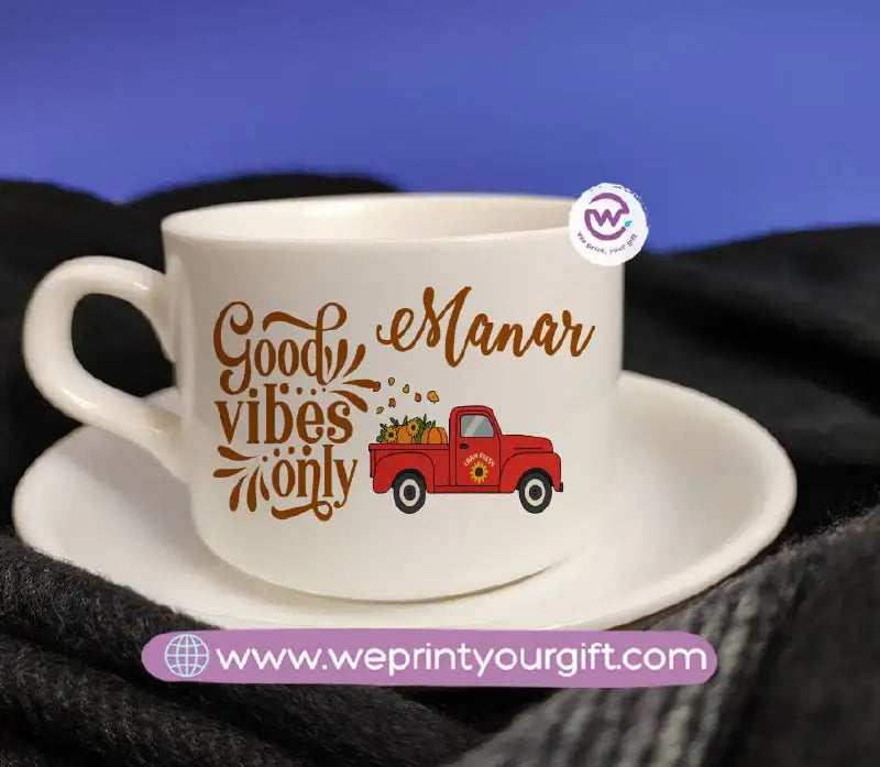 Personalized Coffee Cup with Saucer – One Art Design Collection - WE PRINT