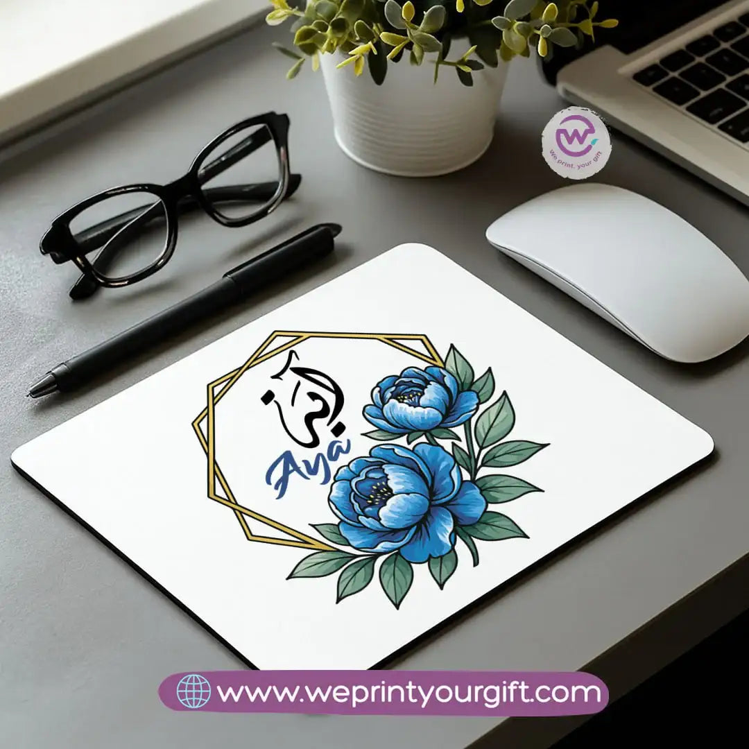 Personalized Mouse Pad with Name – Floral Design - WE PRINT