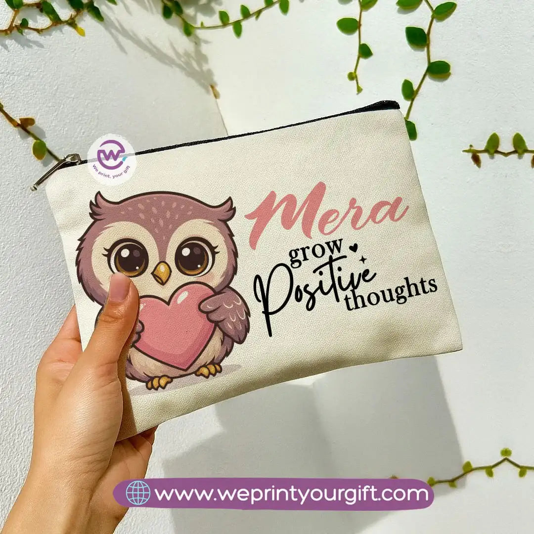 Cute Owl Makeup Bag & Pencil Case – Premium Cotton Pouch with Adorable Designs - WE PRINT