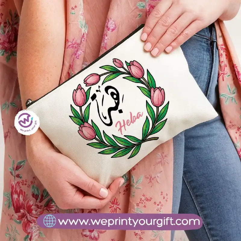 Arabic Name Makeup Bag & Pencil Case – Personalized Cotton Pouch - WE PRINT