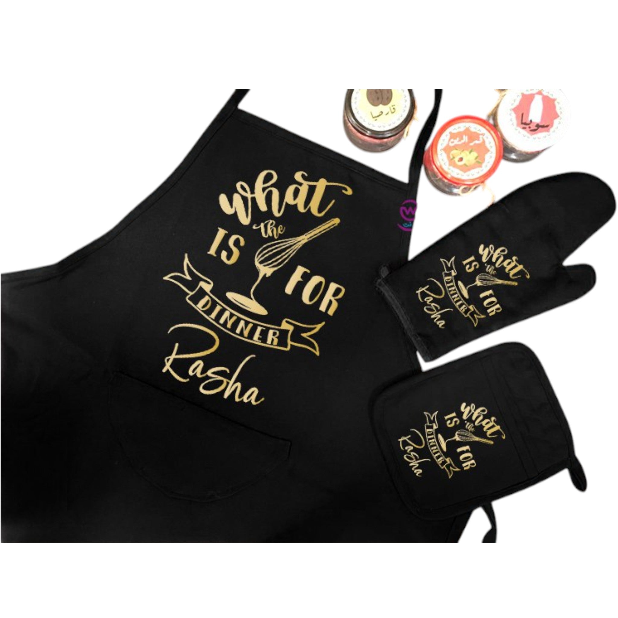 Personalized Kitchen Apron Set -3 Pieces -A