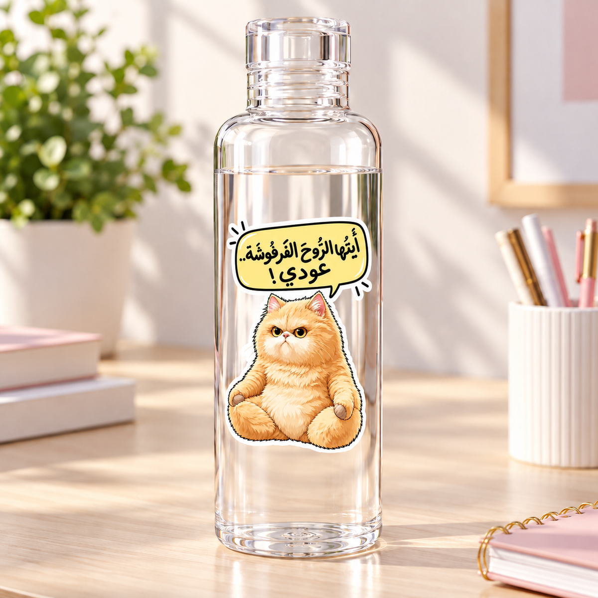 Naughty Cat -Clear Acrylic Water Bottles