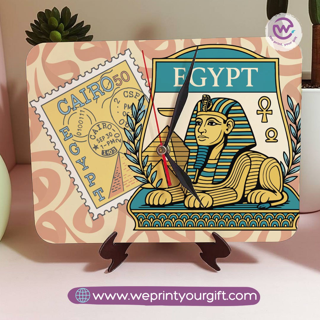 Pharaonic Wooden Table Clock – Egyptian Heritage Edition