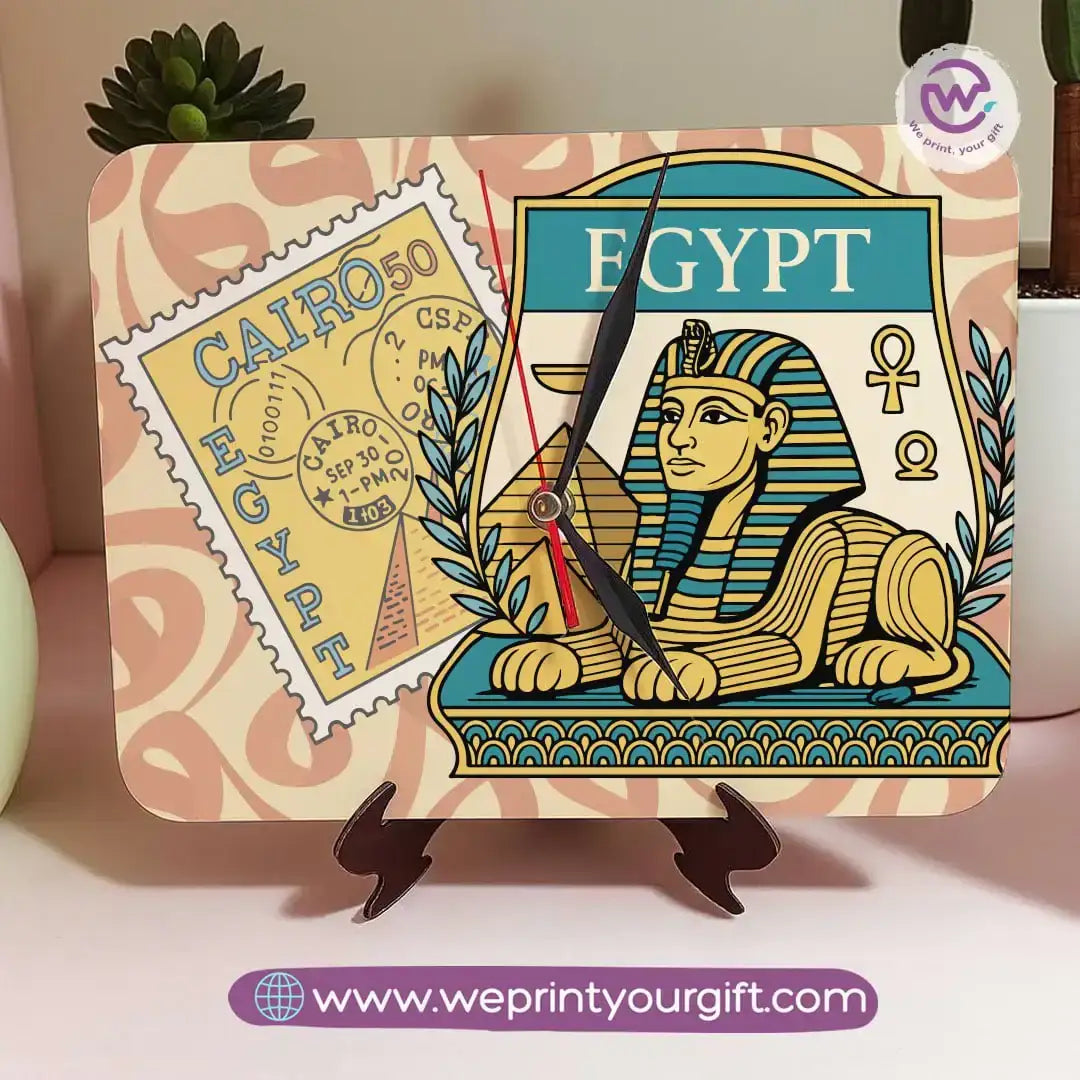 Pharaonic Wooden Table Clock – Egyptian Heritage Edition - WE PRINT