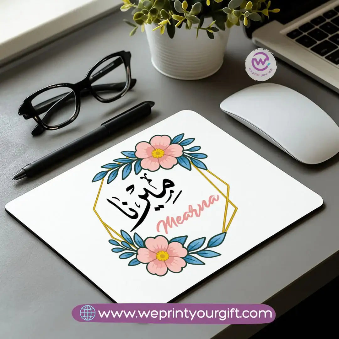 Personalized Mouse Pad with Name – Floral Design - WE PRINT