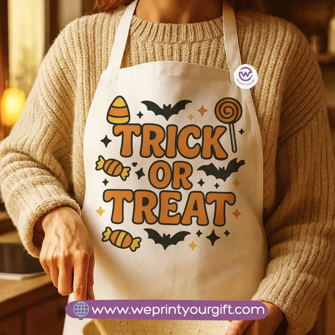 Spooky Halloween Apron – Custom Heavy Cotton Kitchen Apron with Front Pocket - WE PRINT