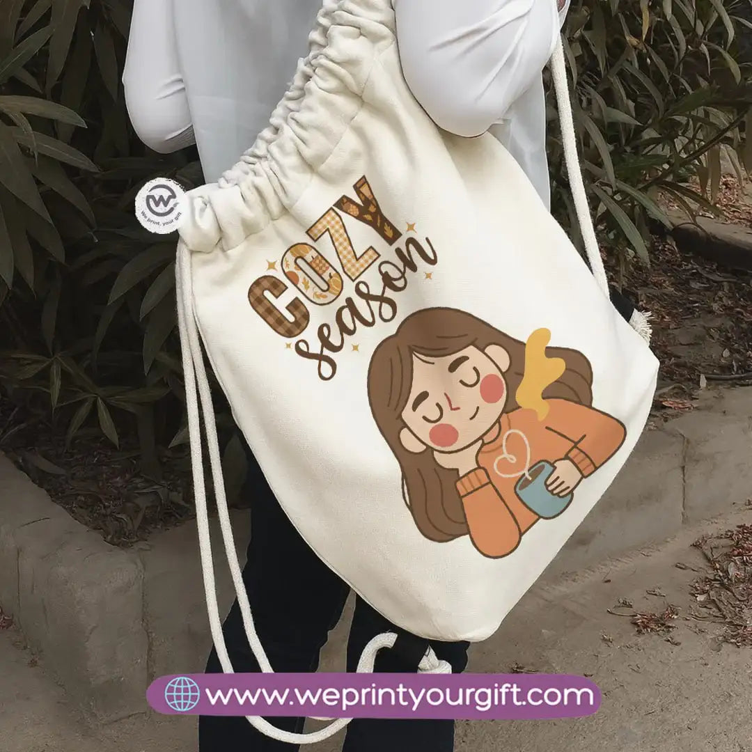 Winter & Retro Drawstring Backpack โ Vintage-Inspired Cozy Designs - WE PRINT