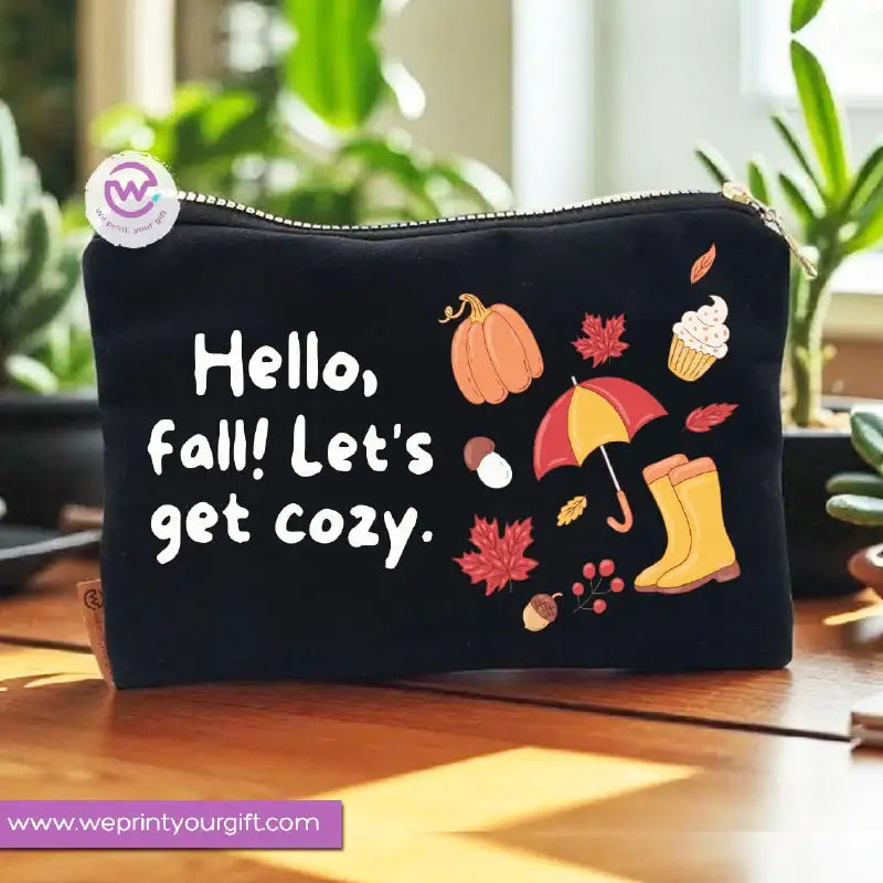 Autumn Theme Makeup Bag & Pencil Case – Cozy Cotton Pouch with Fall Designs - WE PRINT