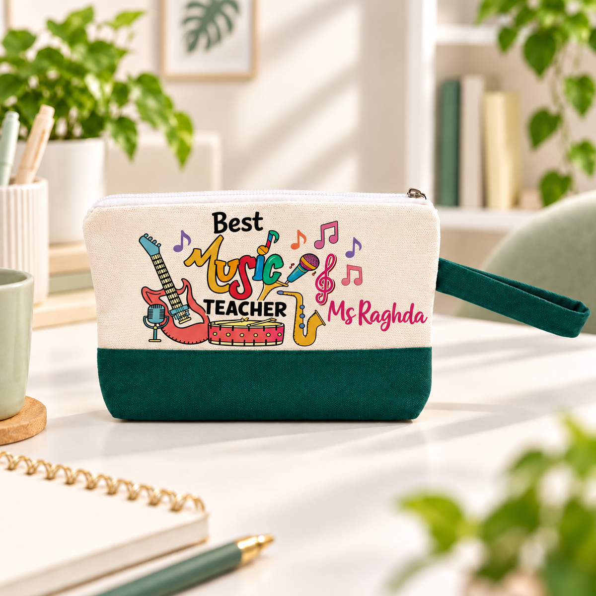 Teacher Appreciation Canvas Pouch | Two-Tone Pencil Case with Side Handle