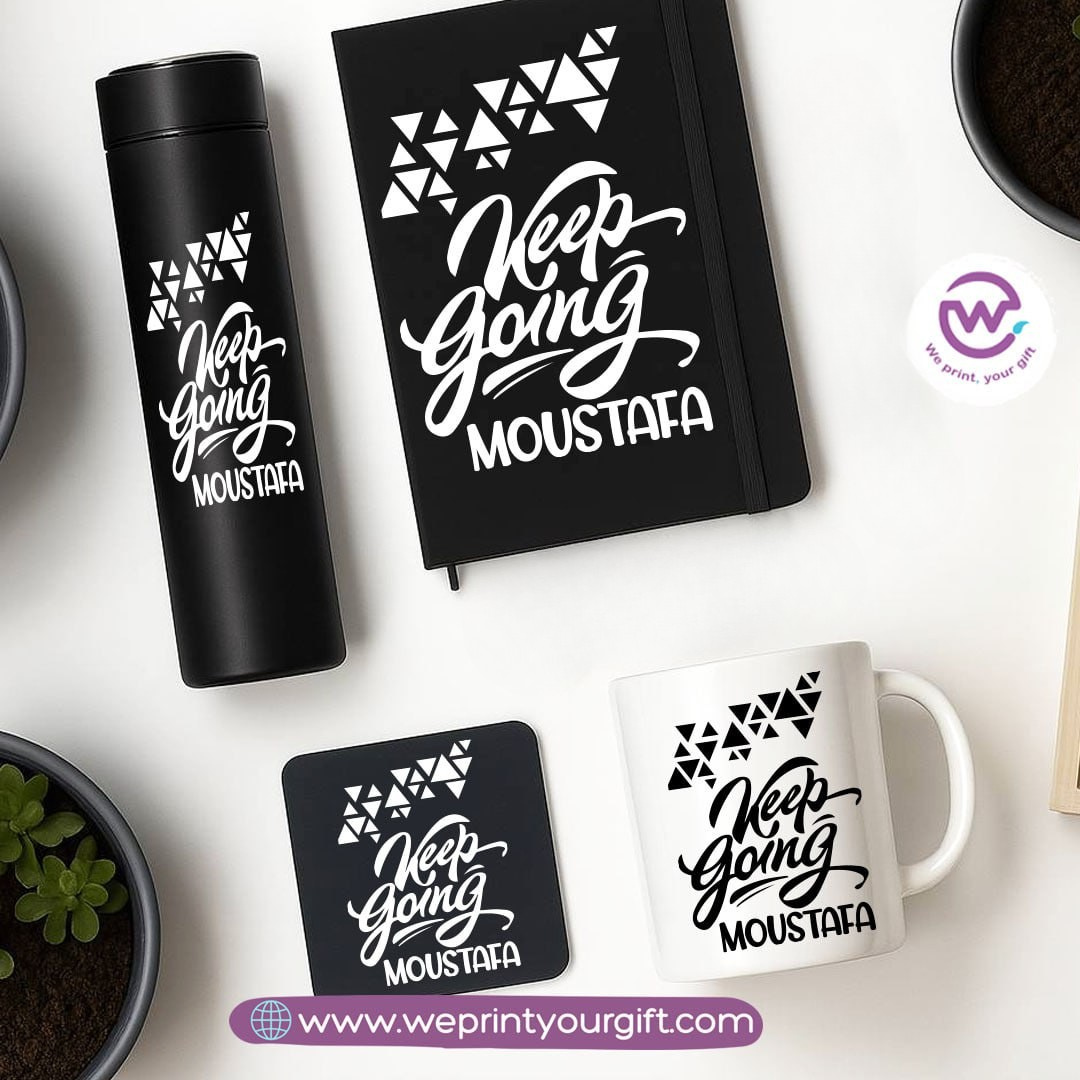 Personalized Motivational Gift Set with Name – 4 Pieces (Black Edition)