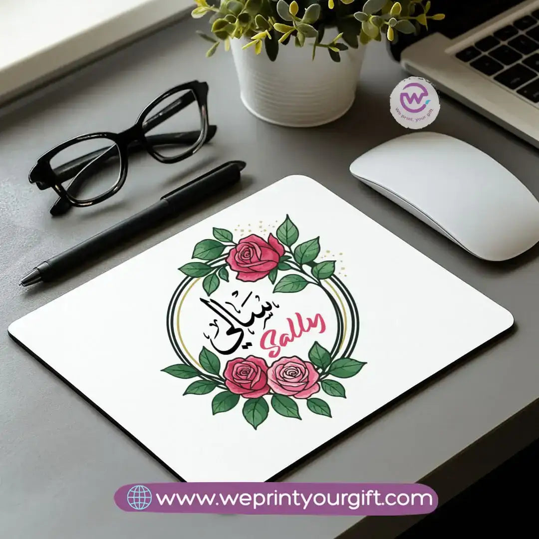 Personalized Mouse Pad with Name – Floral Design - WE PRINT