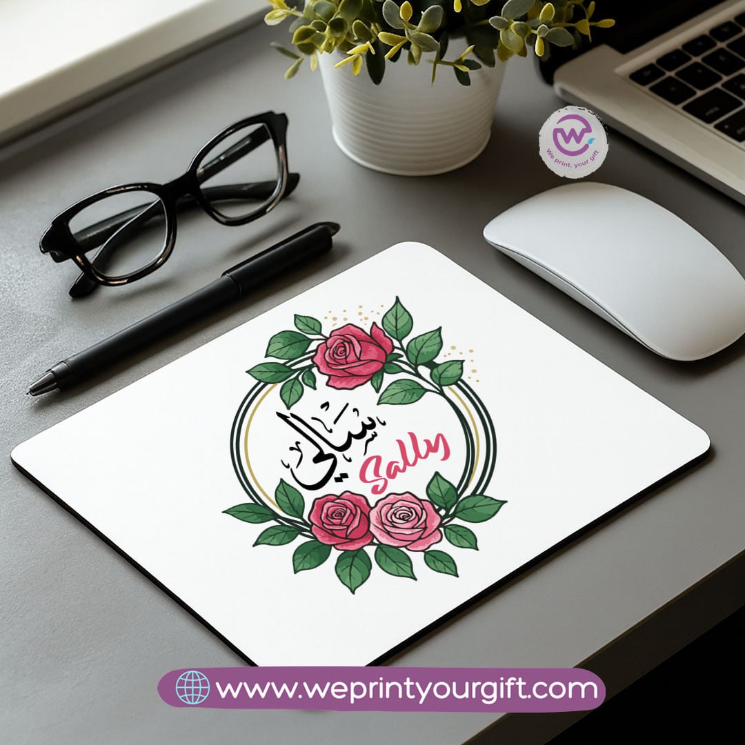 Personalized Mouse Pad with Name – Floral Design - WE PRINT