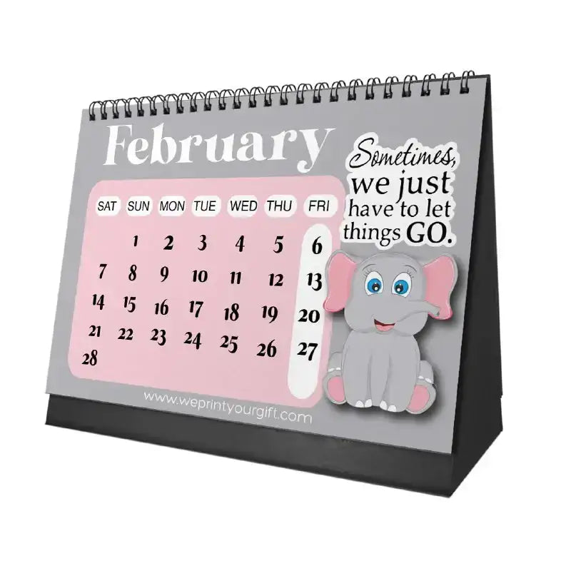 Cute Elephant Desk Calendar 2026 - WE PRINT