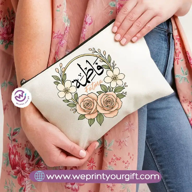 Arabic Name Makeup Bag & Pencil Case – Personalized Cotton Pouch - WE PRINT