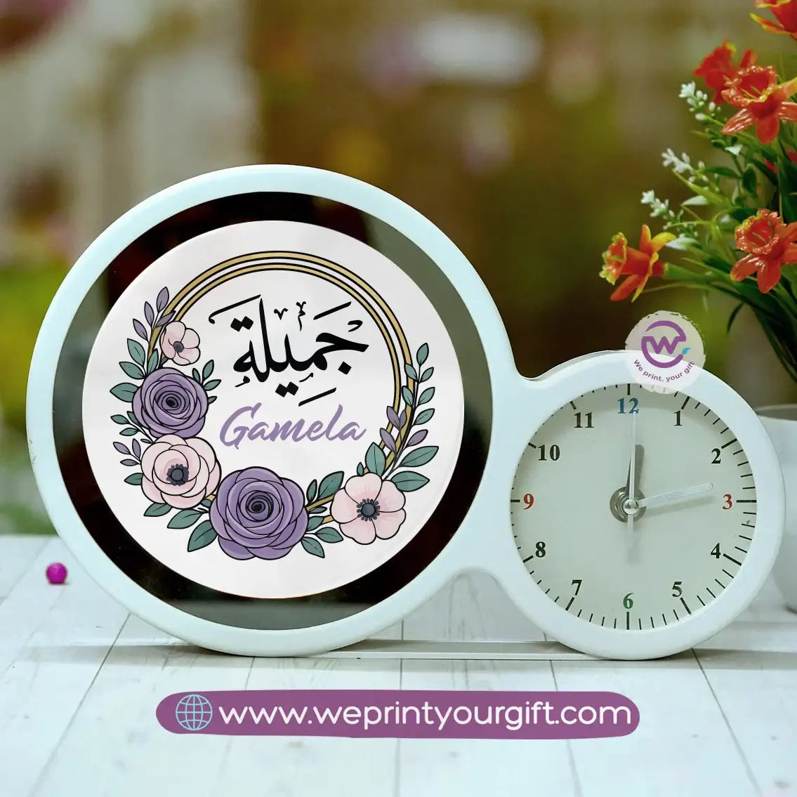 Round Magic Mirror with Clock – Custom Name Collection - WE PRINT