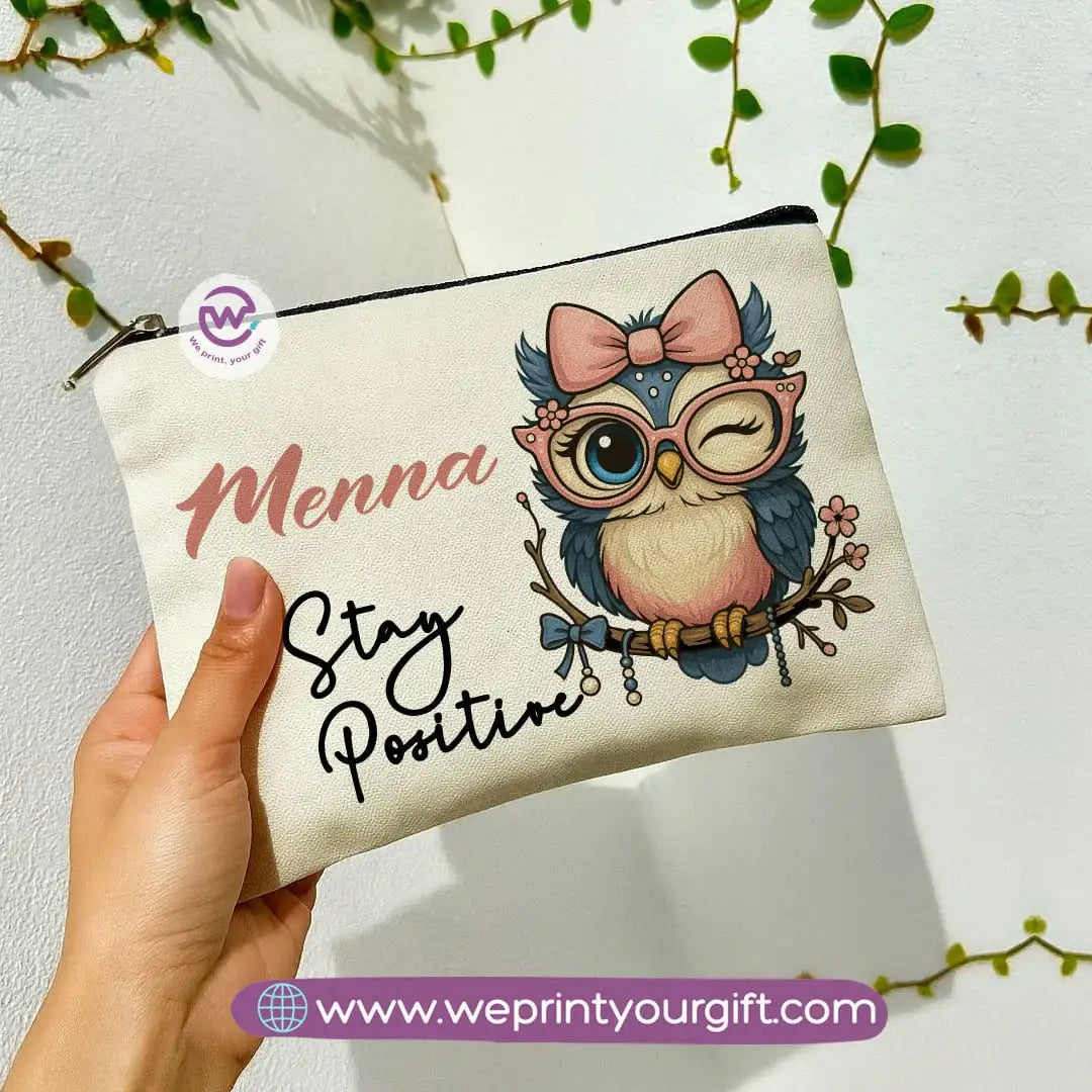 Cute Owl Makeup Bag & Pencil Case โ Premium Cotton Pouch with Adorable Designs - WE PRINT
