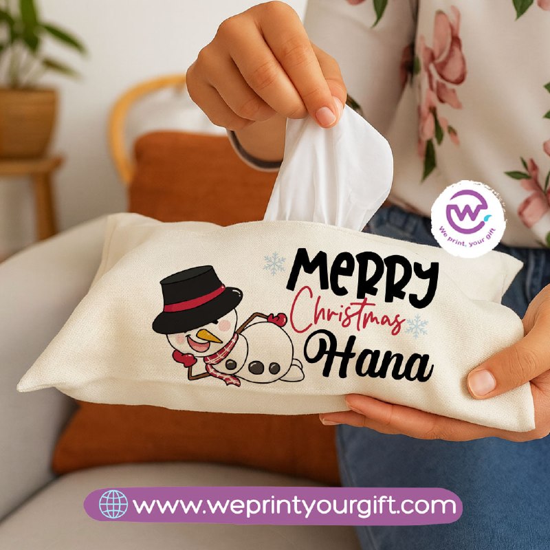 Personalized Fabric Tissue Holder – Christmas Designs