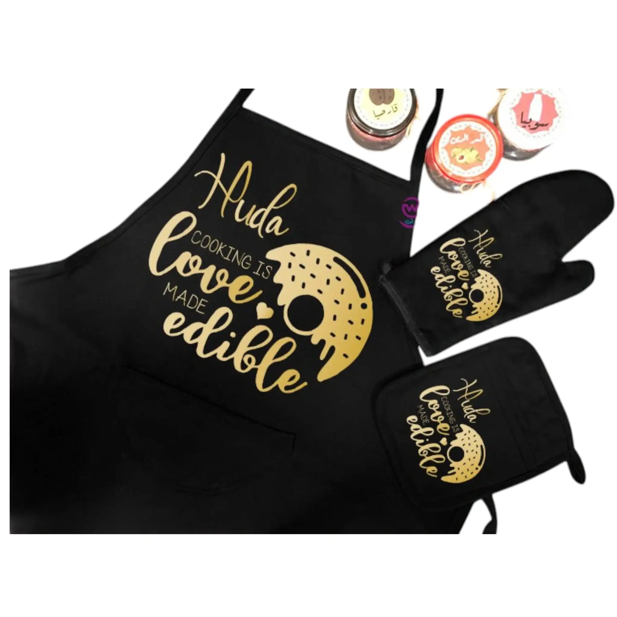 Personalized Kitchen Apron Set -3 Pieces -A - WE PRINT