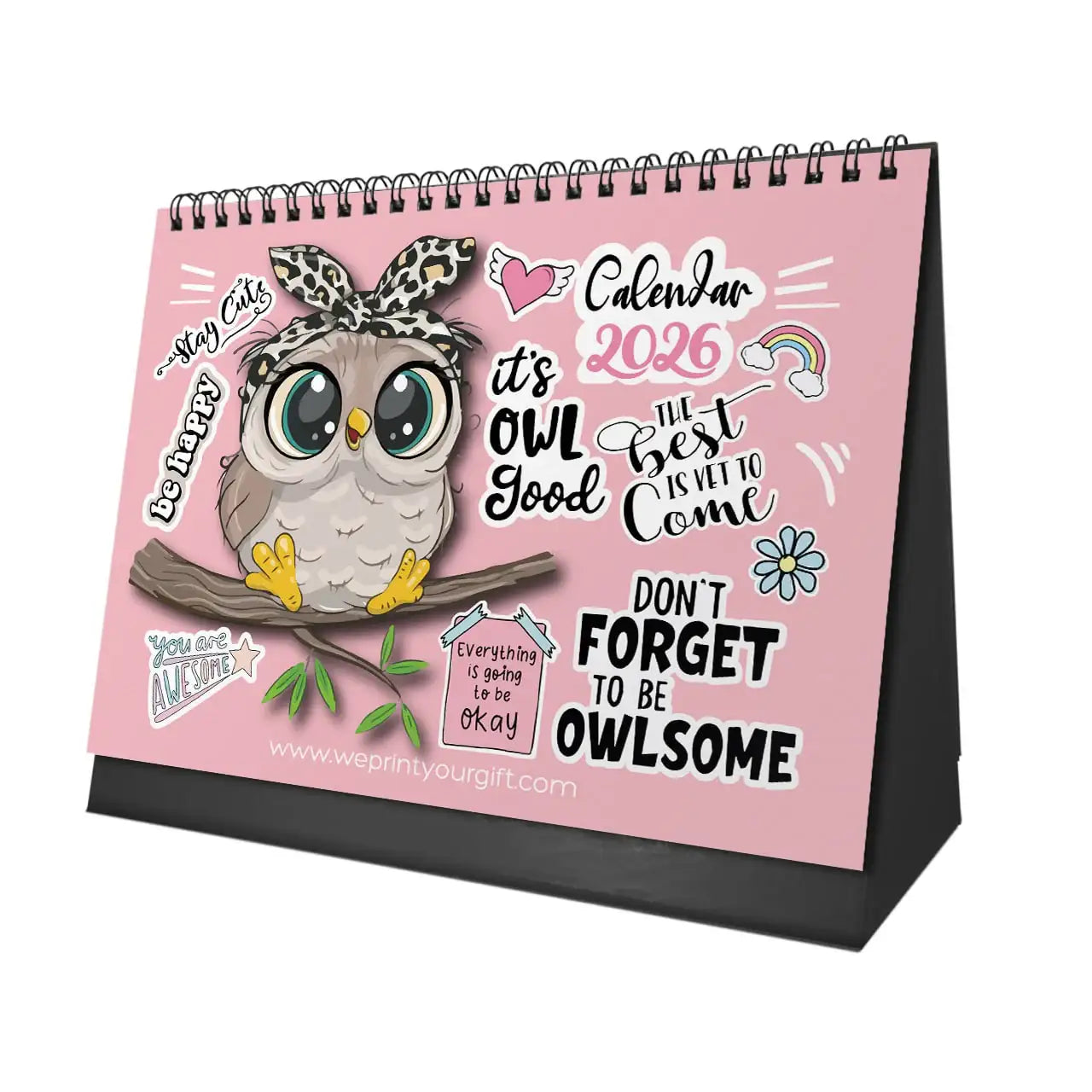 Cute Owl Desk Calendar 2026 - WE PRINT