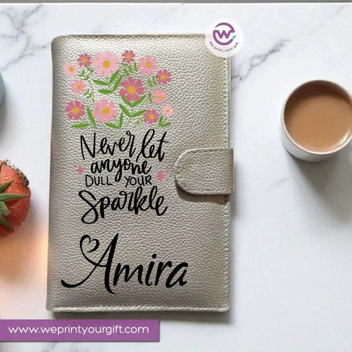 Leather Wallet for Women-Silver-Floral - WE PRINT