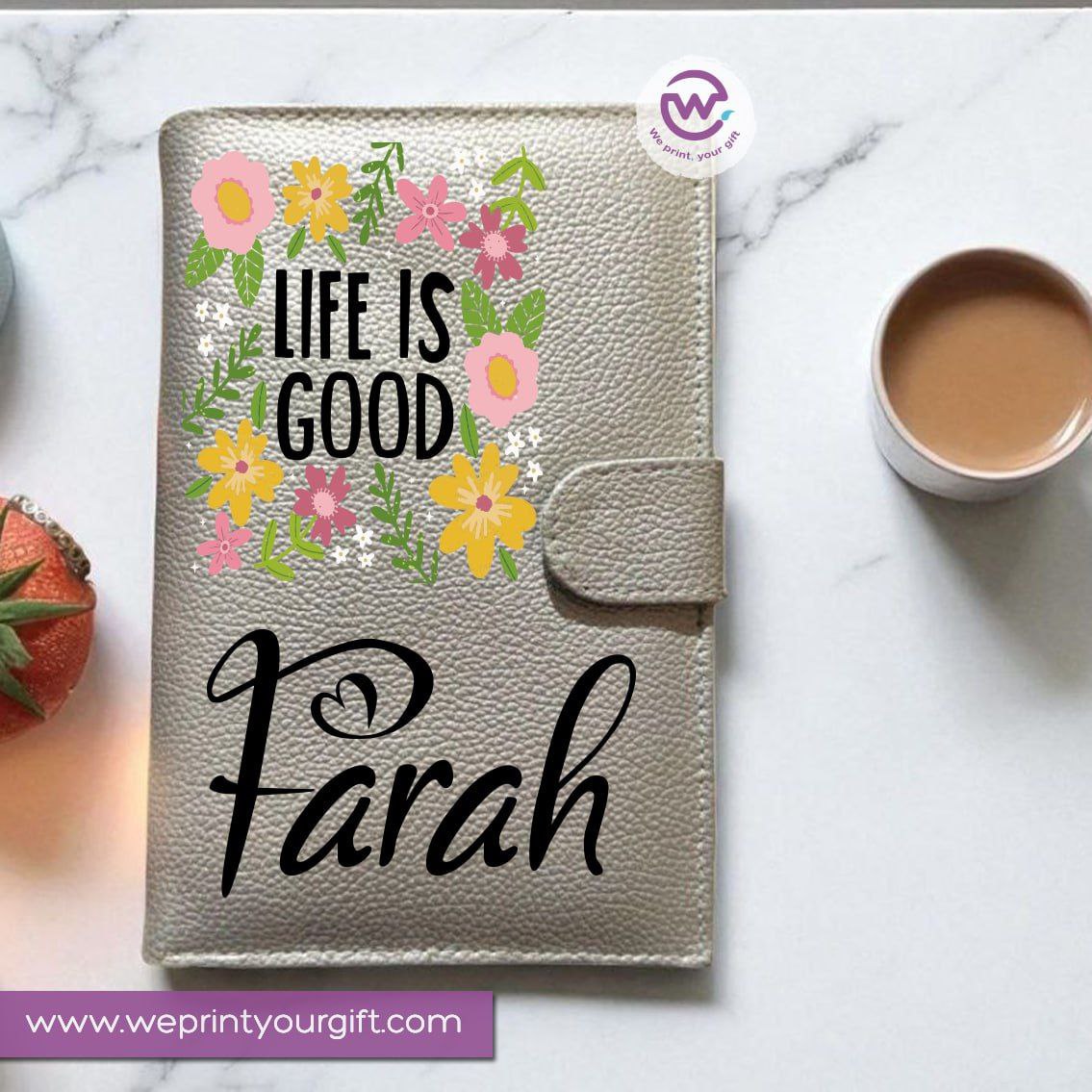 Leather Wallet for Women-Silver-Floral