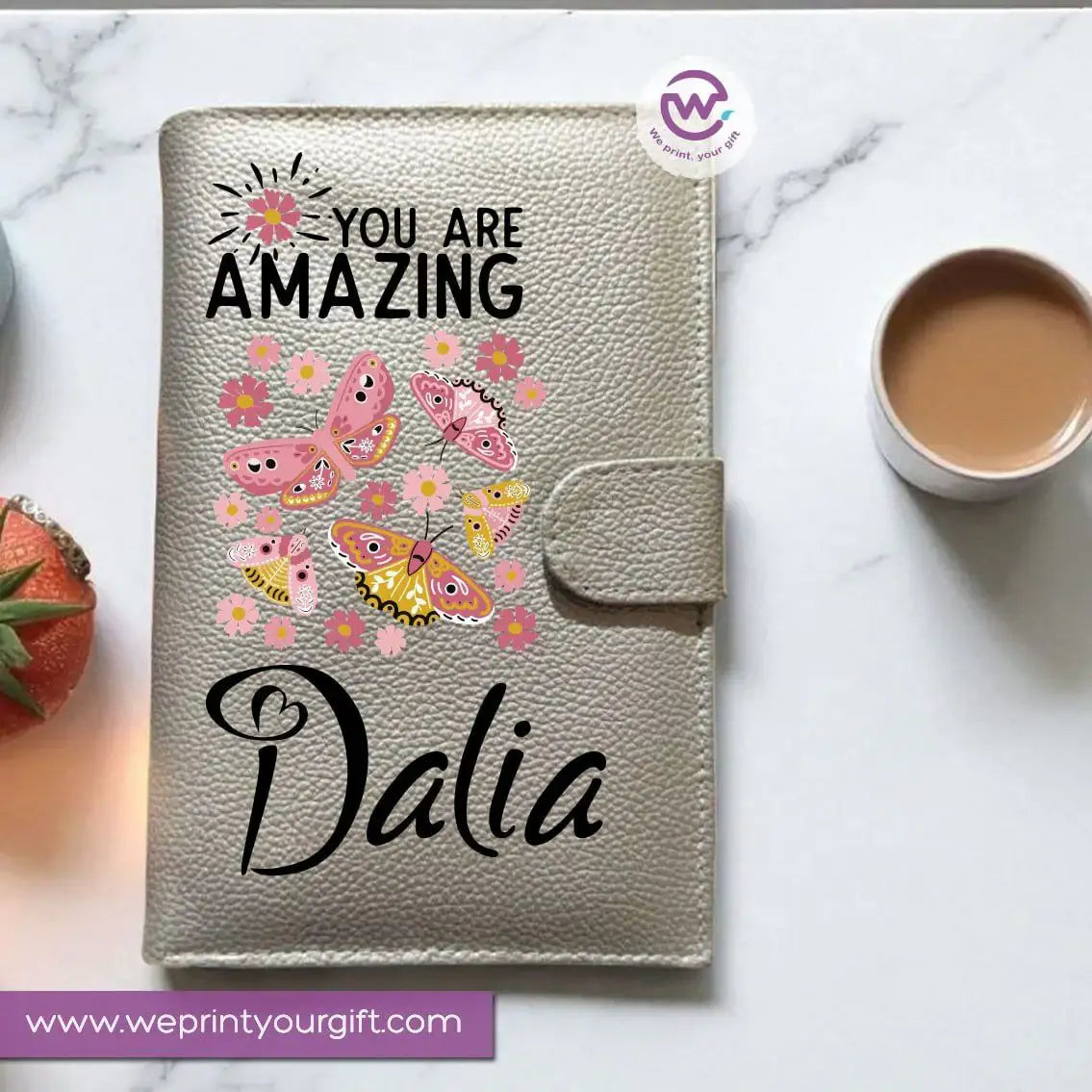 Leather Wallet for Women-Silver-Floral - WE PRINT