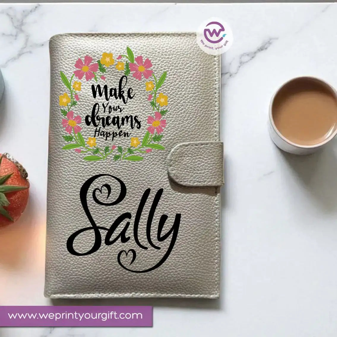 Leather Wallet for Women-Silver-Floral - WE PRINT