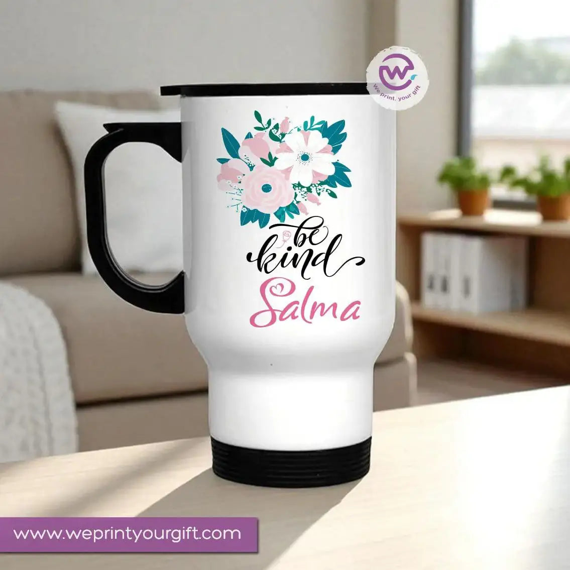 Travel mug- Floral- Names - WE PRINT
