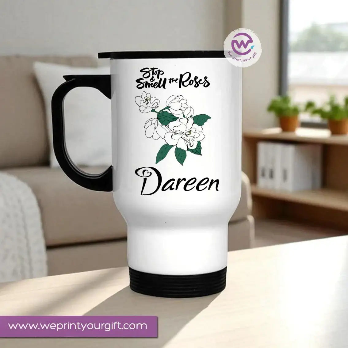 Travel mug- Floral- Names - WE PRINT