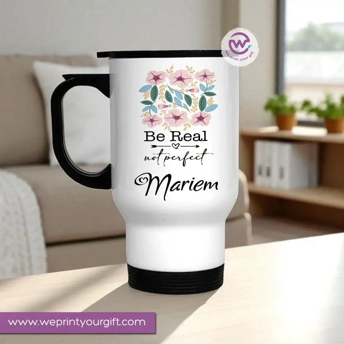 Travel mug- Floral- Names - WE PRINT