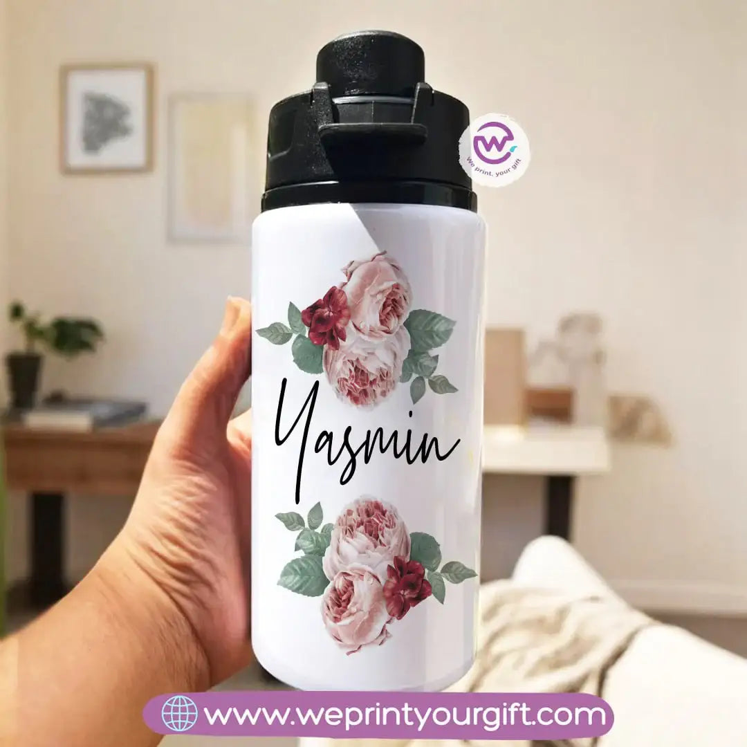 Water bottle with name- Floral - WE PRINT