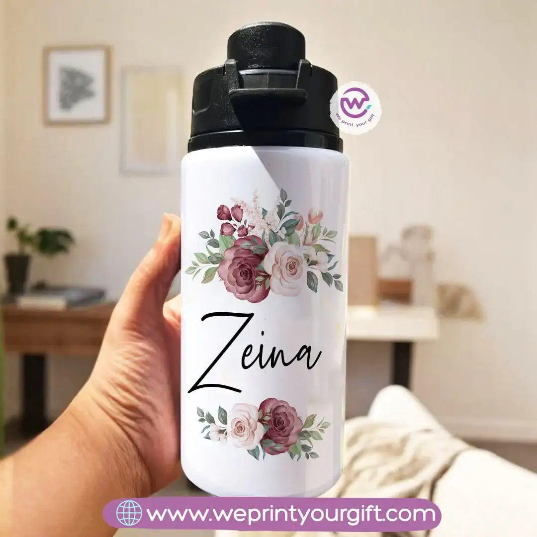 Water bottle with name- Floral - WE PRINT
