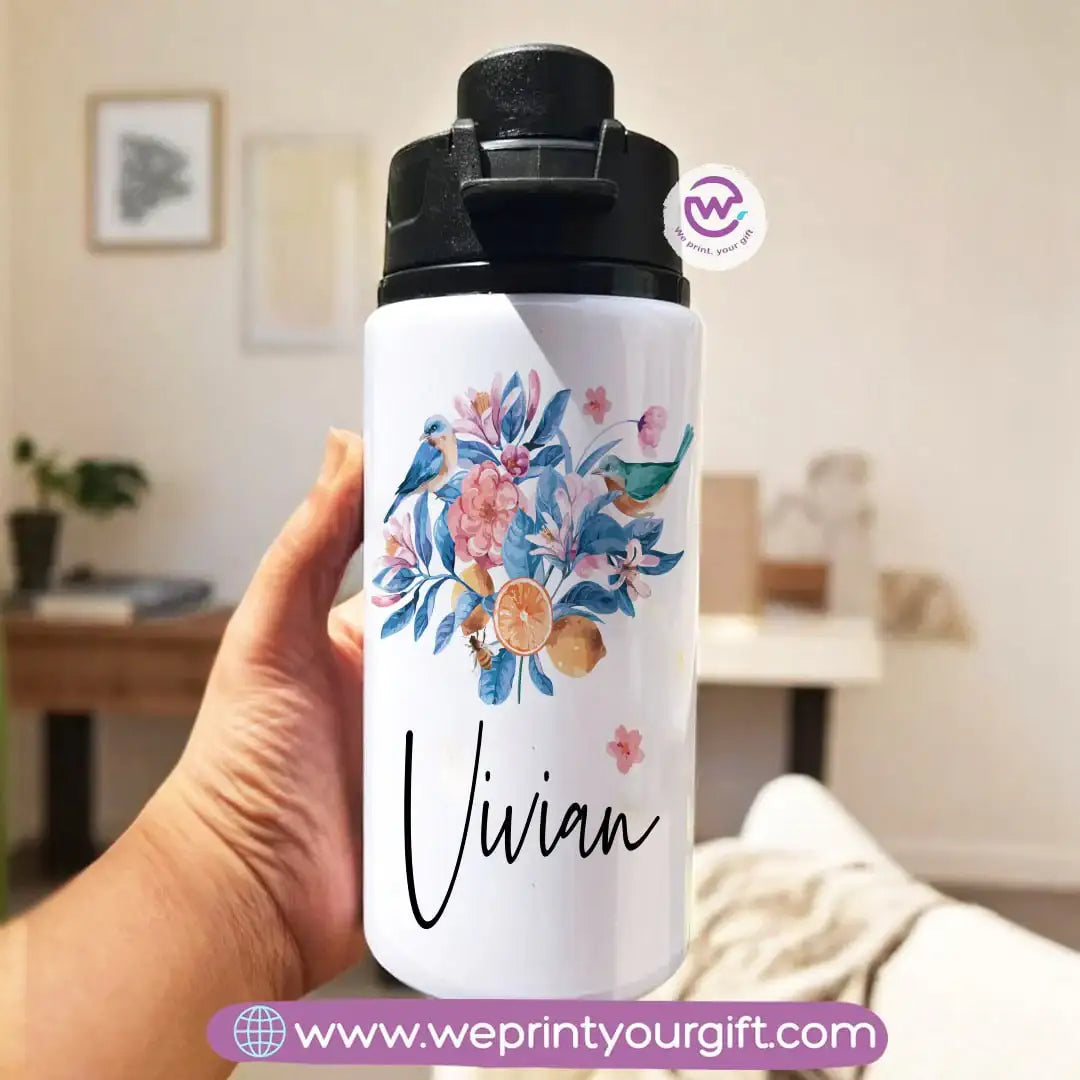 Water bottle with name- Floral - WE PRINT