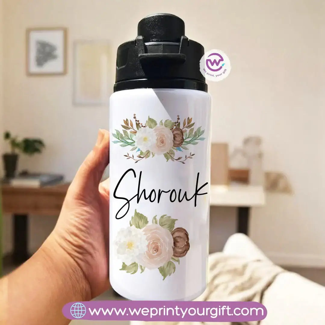 Water bottle with name- Floral - WE PRINT